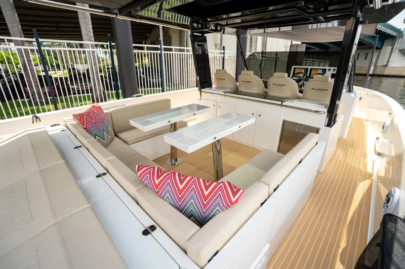  Yacht Photos Pics 2025 De Antonio Yachts D42 Open with elegant seating and modern design.