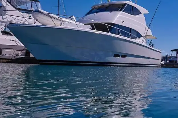  Yacht Photos Pics 2017 Maritimo M 51 yacht docked on clear blue water.