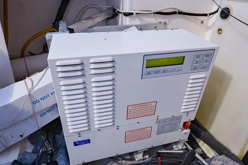  Yacht Photos Pics Electrical panel in a 2017 Maritimo M 51 yacht engine room.