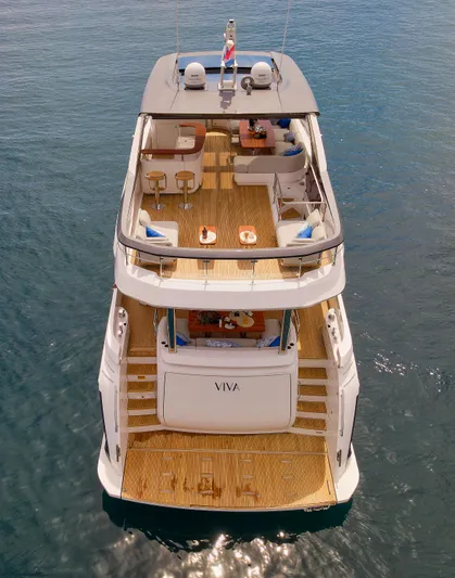 Yacht Photos Pics Azimut 78 yacht, 2022 model, featuring luxurious deck and seating, cruising on calm waters.
