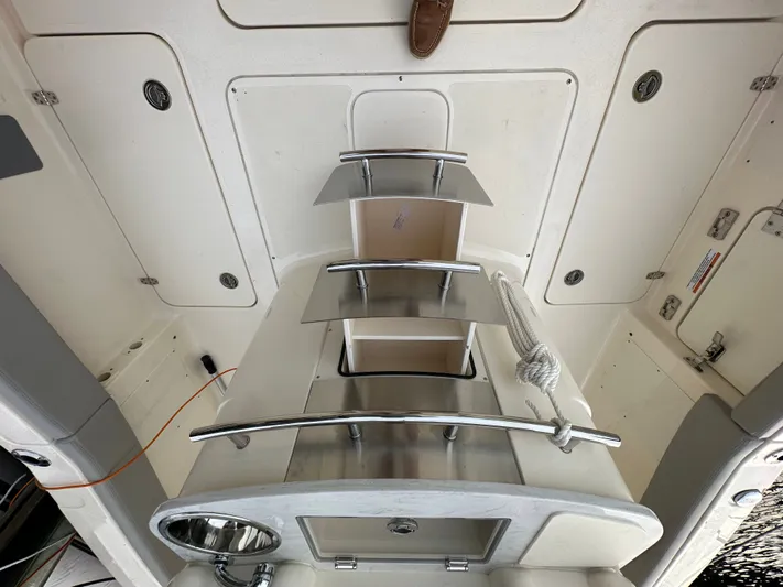  Yacht Photos Pics Interior view of 2024 Scout 277 LXF boat, stainless steel features.