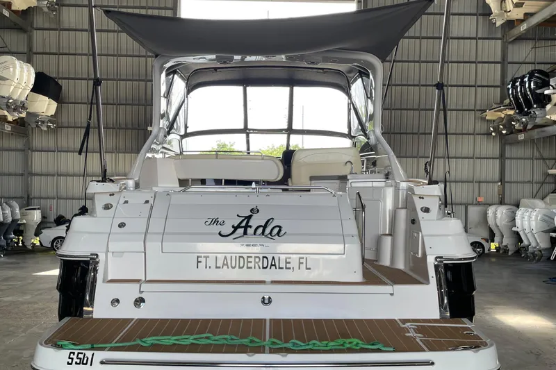  Yacht Photos Pics 2006 Regal Commodore 3560 IO boat docked in a warehouse, labeled "The Ada," Ft. Lauderdale, FL.