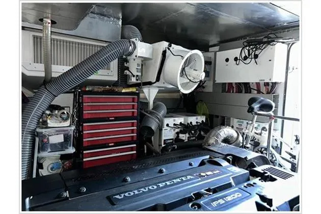  Yacht Photos Pics Engine room of 2016 Prestige 680 Fly yacht with Volvo Penta IPS1200 engine.