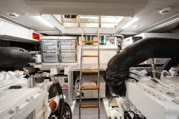  Yacht Photos Pics Engine room of 2022 Ferretti Yachts 550, featuring advanced machinery and equipment.