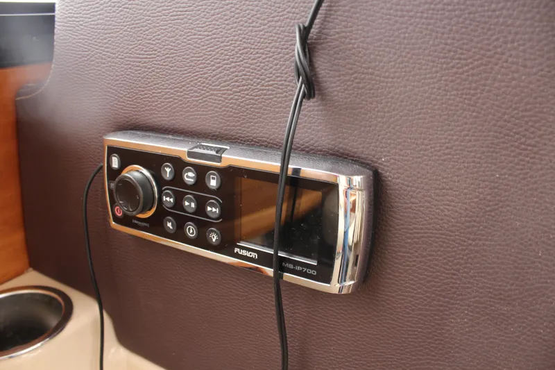 Shake N Bake Yacht Photos Pics Fusion MS-IP700 stereo system in 2013 Cutwater 28 LE boat interior.