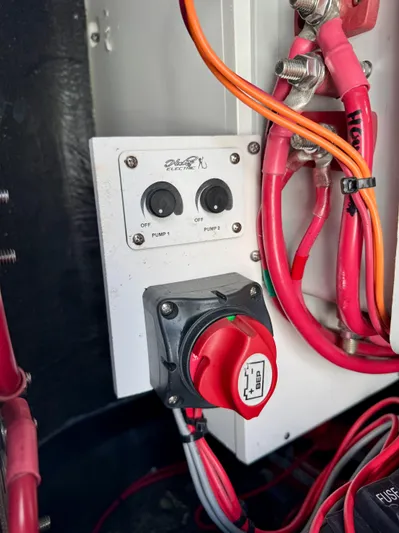  Yacht Photos Pics Control panel and wiring inside a 2020 Yellowfin 42 Offshore boat.