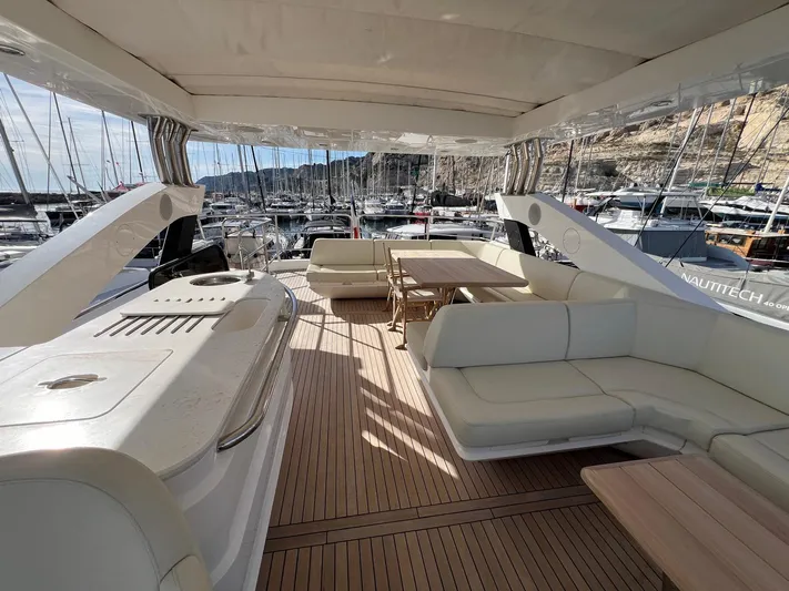  Yacht Photos Pics Luxurious 2016 Sunseeker 75 Yacht interior with elegant seating and dining area.