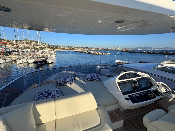  Yacht Photos Pics Luxurious 2016 Sunseeker 75 Yacht with spacious deck and scenic marina view.