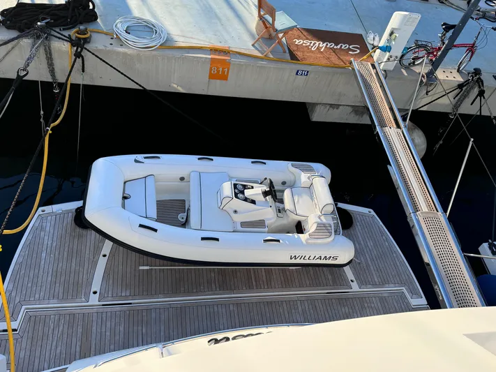  Yacht Photos Pics White Williams tender on Sunseeker 75 Yacht, 2016 model, docked at marina.