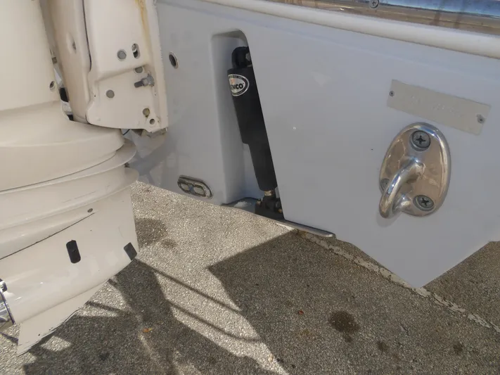  Yacht Photos Pics 2020 Cobia 320 Center Console boat transom with motor mount and cleat.