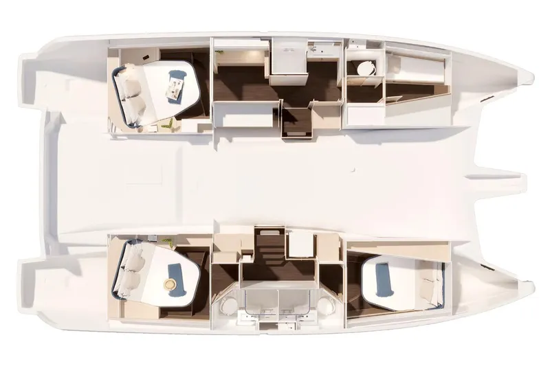  Yacht Photos Pics Manufacturer Provided Image: 2026 Fountaine Pajot FP44 Catamaran interior layout with spacious cabins and modern amenities.