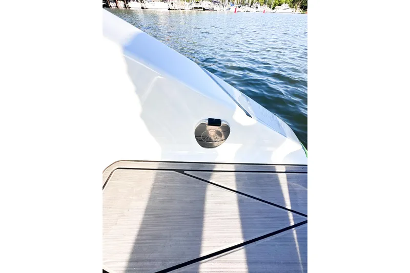  Yacht Photos Pics 2023 Statement 350 Open boat deck with water view.