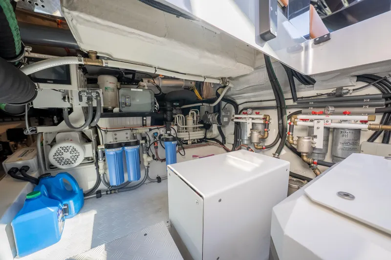 Why Her Yacht Photos Pics Engine room of 2024 Wajer 55 HT yacht, showcasing advanced mechanical systems and equipment.