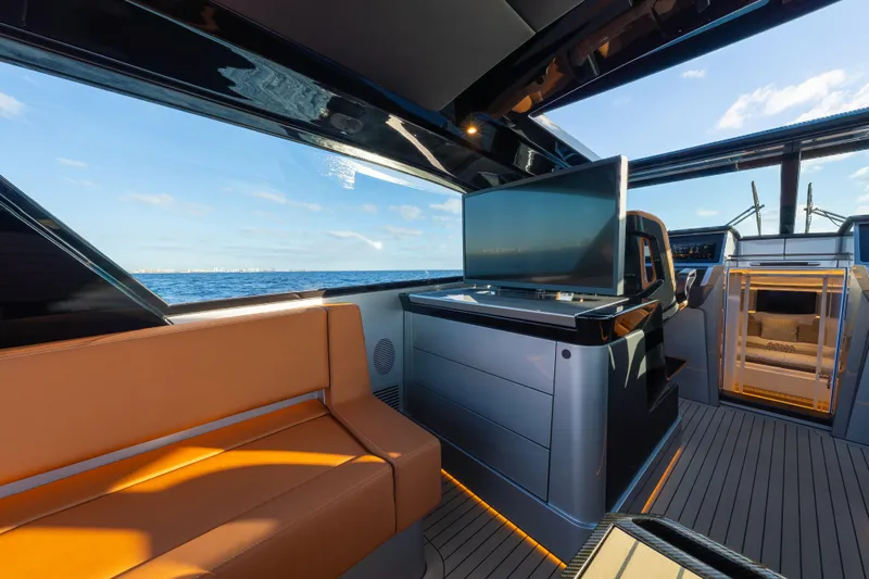 Why Her Yacht Photos Pics Luxurious interior of 2024 Wajer 55 HT yacht with ocean view and modern amenities.