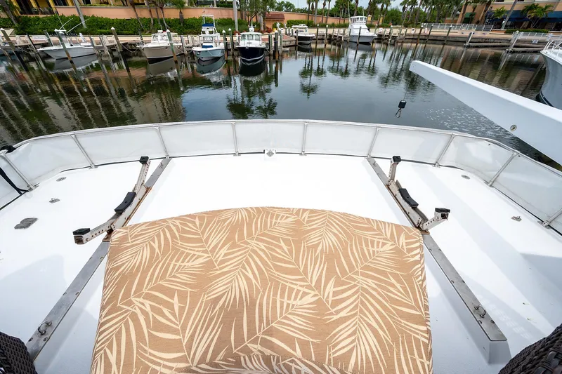 Motivated Seller Yacht Photos Pics 1986 Tollycraft Pilothouse boat deck with marina view.