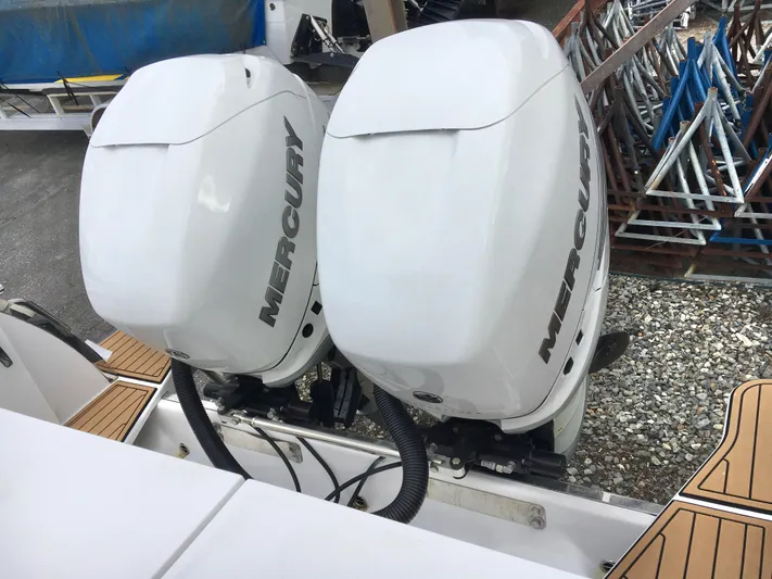  Yacht Photos Pics Twin Mercury outboard engines on a 2020 Southport 33 FE boat.
