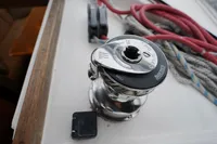Sailing winch with ropes on a boat deck, CR 400 DS, 2002 model.