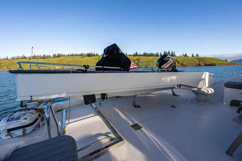 White Rabbit Yacht Photos Pics Bridgedeck davit & BW tender