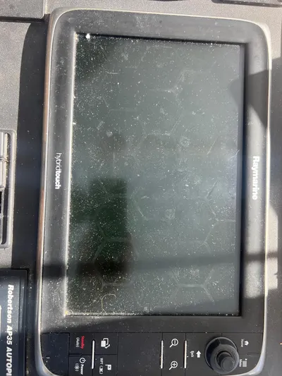  Yacht Photos Pics Raymarine navigation display on 2003 H&H Marine 42 Downeast boat.