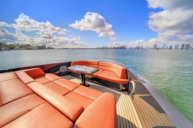  Yacht Photos Pics Luxurious 2020 Vanquish VQ58 yacht with spacious deck and stunning ocean view.