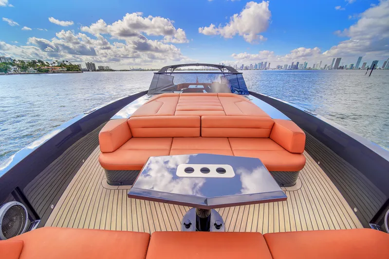  Yacht Photos Pics Luxurious 2020 Vanquish VQ58 yacht with spacious deck and stunning waterfront view.