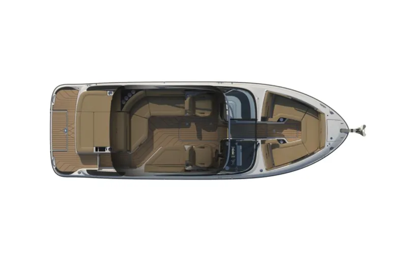  Yacht Photos Pics Manufacturer Provided Image: Top view of 2025 Sea Ray SLX 260 boat layout, featuring spacious seating and deck.