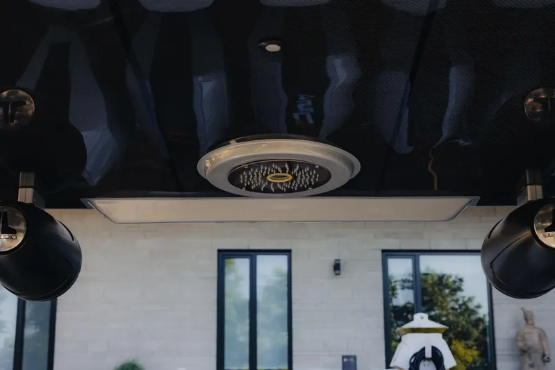  Yacht Photos Pics Ceiling speaker system on a 2021 Midnight Express 43 Open boat.