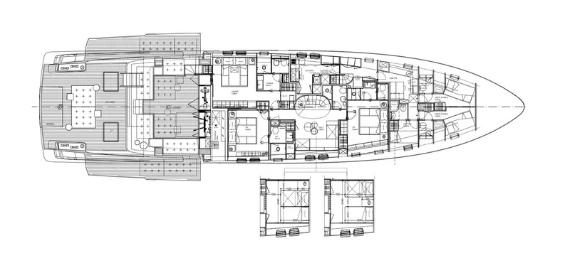 Just Marie 3 Yacht Photos Pics Floor plan of 2021 Sanlorenzo SX112 yacht, showcasing detailed interior layout and design.
