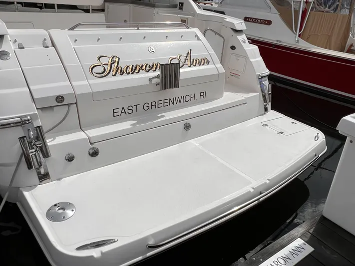 Sharon Ann Yacht Photos Pics 2007 Regal Commodore 3760 IB boat docked, named "Sharon Ann," East Greenwich, RI.