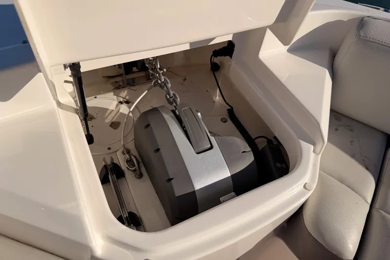  Yacht Photos Pics 2021 Sea Ray SLX 400 anchor compartment with chain and winch system.