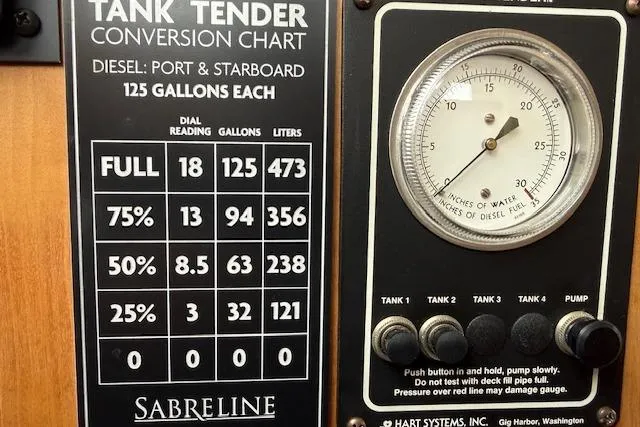 Ocean Baron Yacht Photos Pics Sabreline 2001 Sedan tank tender conversion chart and gauge for diesel levels.