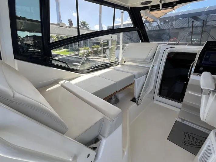  Yacht Photos Pics Interior of 2023 Boston Whaler 325 Conquest with luxurious seating.