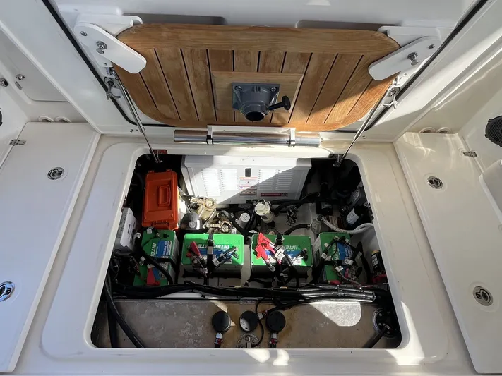  Yacht Photos Pics View of the engine compartment in a 2023 Boston Whaler 325 Conquest.