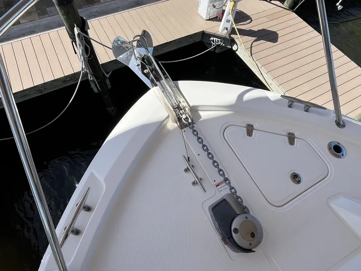  Yacht Photos Pics Anchor windlass on a 2023 Boston Whaler 325 Conquest boat.