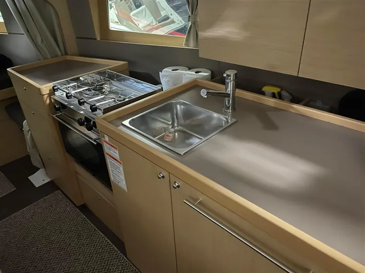 Rock Chalk Yacht Photos Pics Galley Sink and Stove with Oven