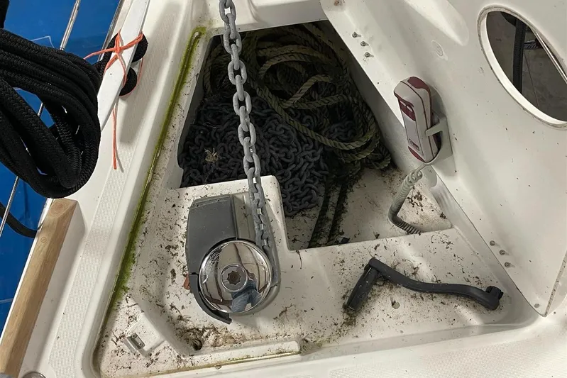 Rock Chalk Yacht Photos Pics Anchor Locker with Windlass