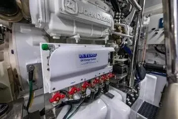 Oasis Yacht Photos Pics Engine room of 2024 Northwest 55 yacht with Reverso oil change system.