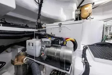 Oasis Yacht Photos Pics Engine room of 2024 Northwest 55 yacht, showcasing advanced mechanical components.