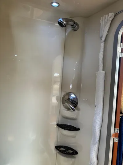  Yacht Photos Pics 2008 Formula 400 Super Sport yacht shower interior with modern fixtures.