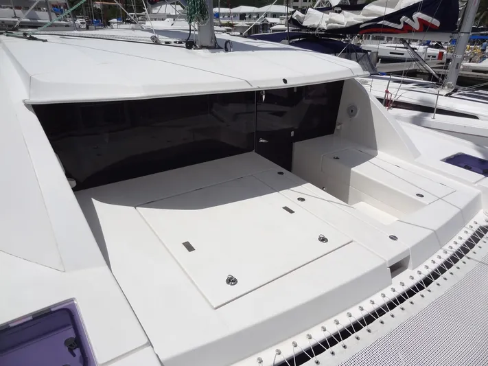 Blue Tiger Yacht Photos Pics 2021 Leopard 40 catamaran deck with sleek design and spacious layout.