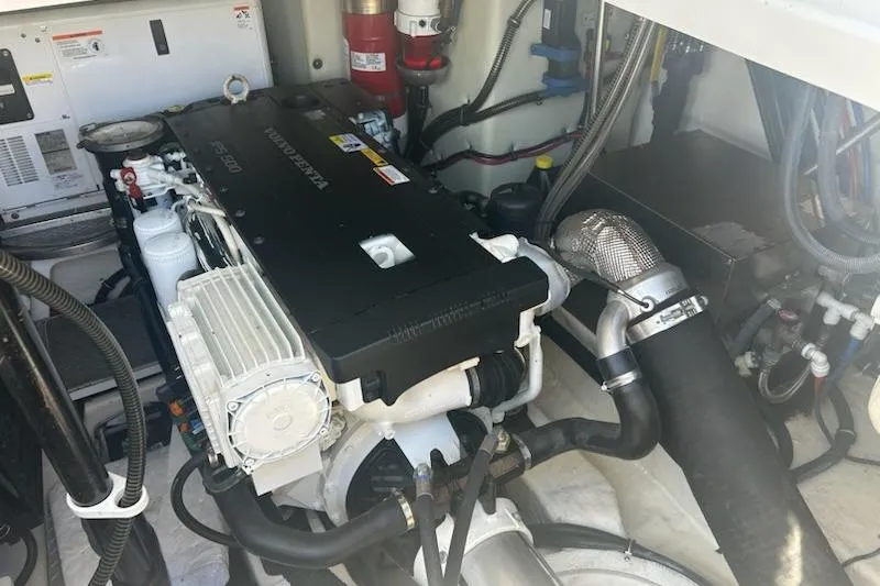 Sea Star Yacht Photos Pics Engine compartment of a 2018 Formula 40 Performance Cruiser, featuring a Volvo Penta engine.