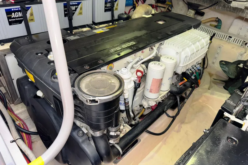 Yacht Photos Pics Engine room of a 2014 Tiara Yachts 5800 Sovran, featuring an IPS 600 engine.