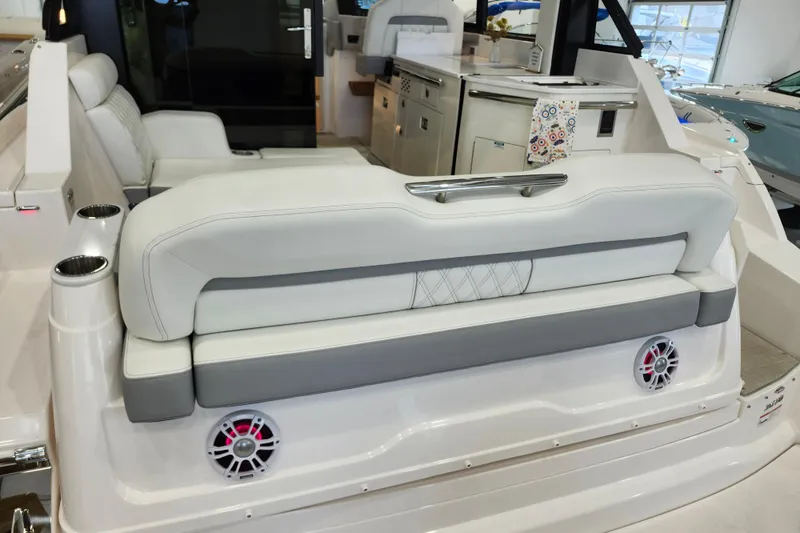  Yacht Photos Pics 2025 Regal 36 XO boat interior with luxurious seating and modern amenities.