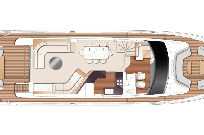  Yacht Photos Pics Top view layout of 2026 Princess Y80 yacht interior design.