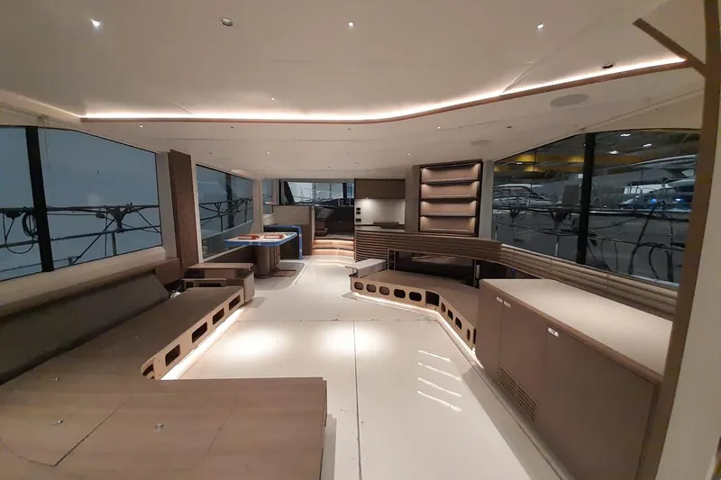  Yacht Photos Pics Luxurious interior of 2026 Princess Y80 yacht with modern design and spacious layout.