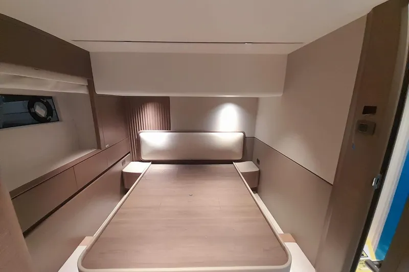  Yacht Photos Pics Luxurious interior of 2026 Princess Y80 yacht cabin with modern design.