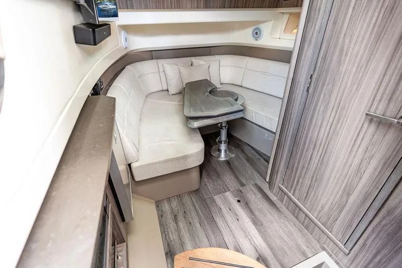  Yacht Photos Pics 2019 Sea Ray SLX 400 OB interior with modern seating and table.