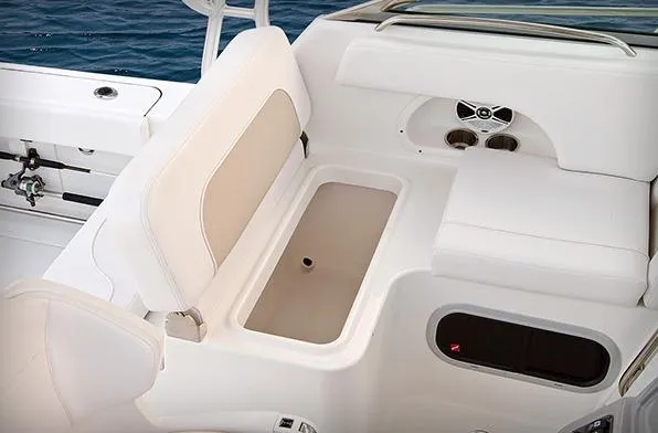  Yacht Photos Pics Manufacturer Provided Image: 2015 Robalo R305 Walkaround boat seating and storage compartment.