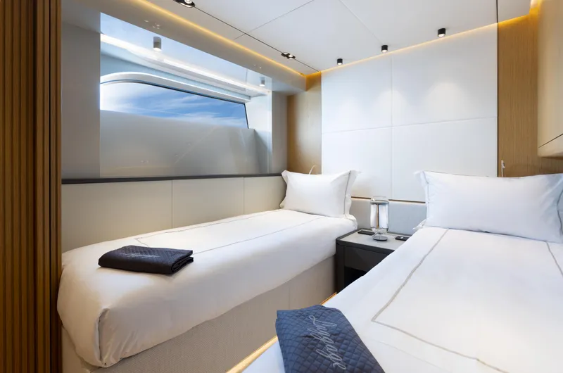 X99 Fast Yacht Photos Pics Luxurious twin cabin in the 2026 Extra X99 FAST yacht with modern design.