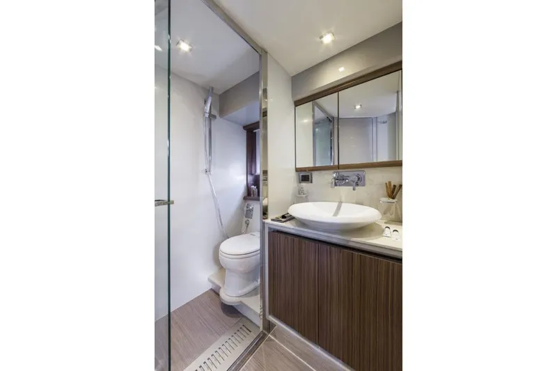 Marine Services S.a.s. Di Berruto Claudia Yacht Photos Pics Luxurious bathroom in 2015 Absolute 45 FLY yacht with modern fixtures and elegant design.